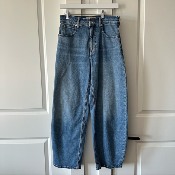 Everlane (28R) The Way High Barrel Medium Wash Denim Blue Organic Cotton Jeans - Picture 4 of 15